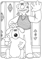 A coloring page of wallace and gromit